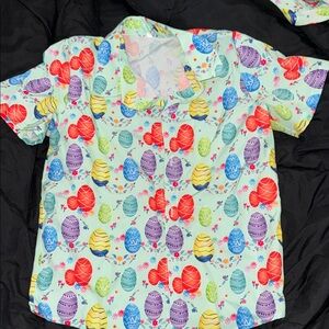 SHEIN Colorful Easter Egg Button Down Shirt